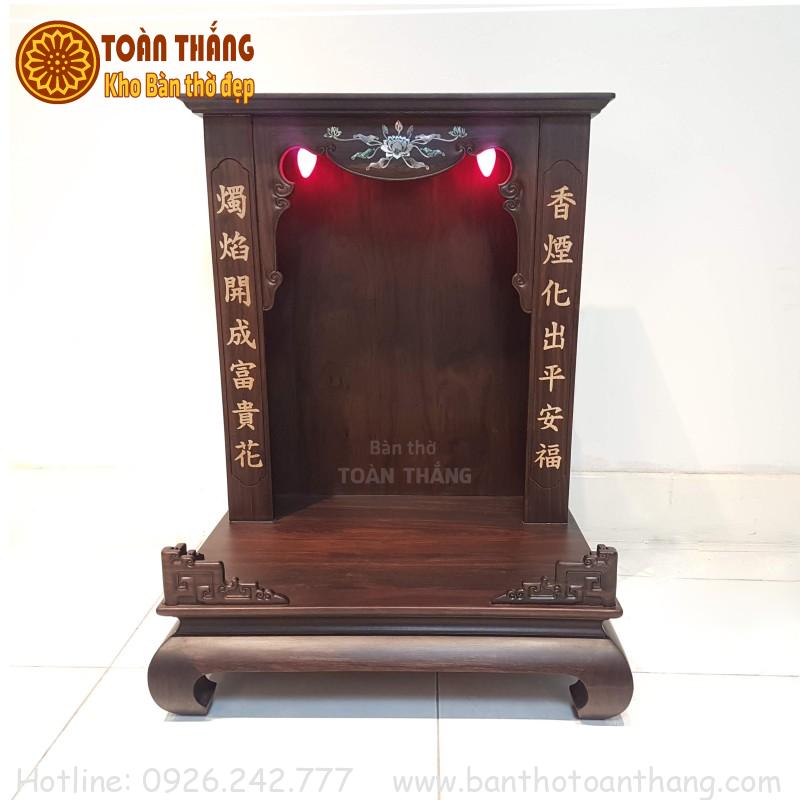 Bàn thờ thần tài ông địa gỗ Chiu Liu cẩn ốc + chữ TTCL-02