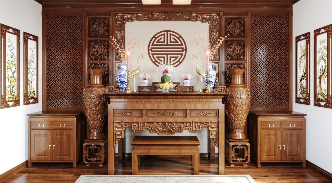 Việc bao sái bàn thờ thể hiện sự hiếu thảo, biết ơn của con cháu đối với ông bà tổ tiên