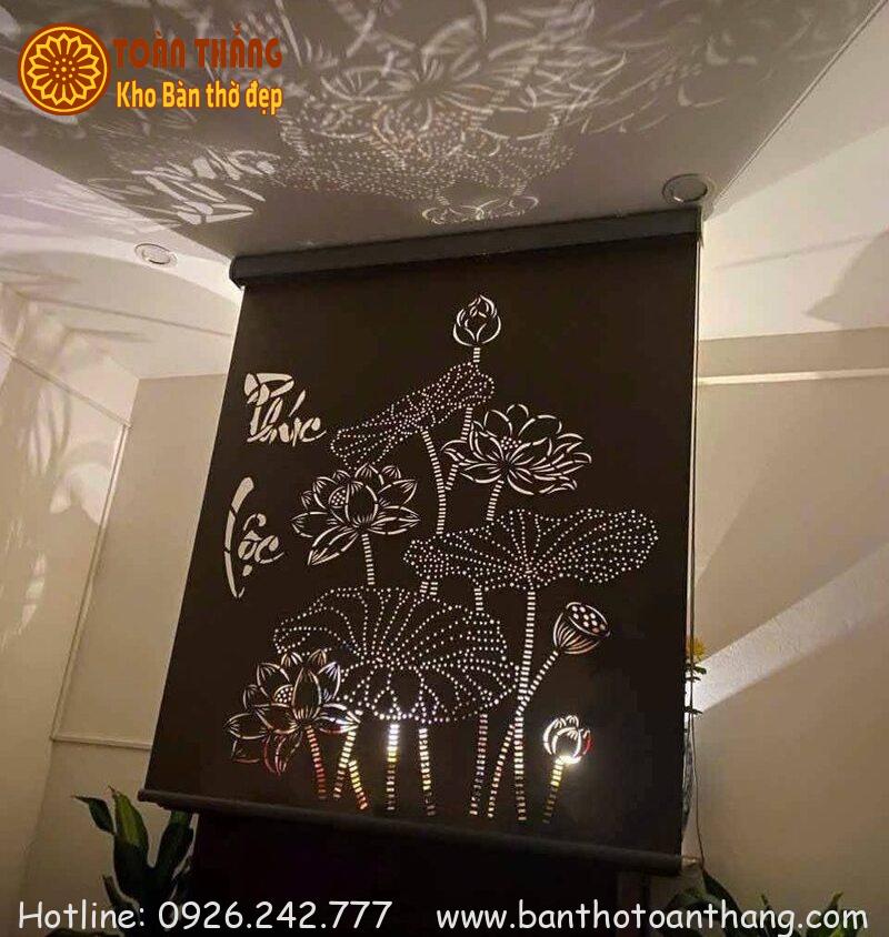 Mẫu rèm che bàn thờ treo tường họa tiết phong thủy theo yêu cầu