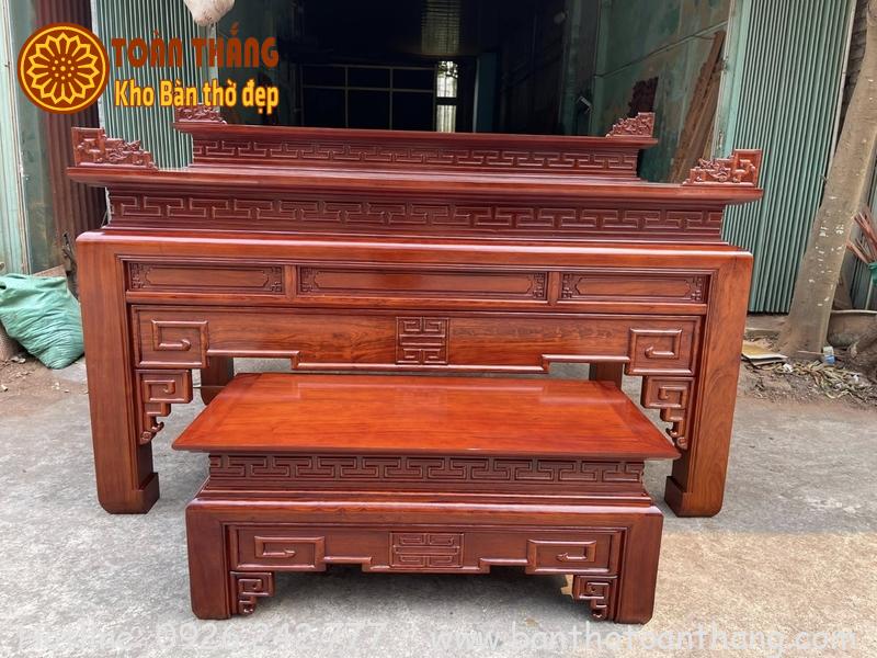 Sập thờ trơn đẹp 1m97 chân 16cm STTG-03 1 Sập thờ hiện đại được chế tác thủ công từ gỗ Gõ đỏ chất lượng